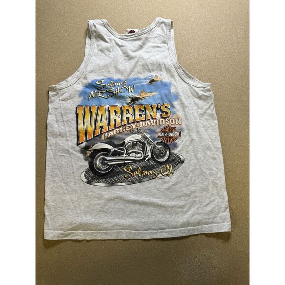 Harley Davidson‎ Mens Tank Top MED Gray Sleeveless Cutoff Shirt  Y2K salinas air - Picture 1 of 5